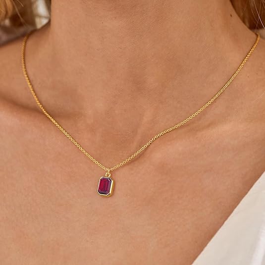 Paperclip Layered Ruby Necklace - Rose & Oliver