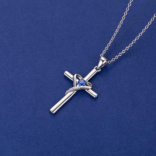 Sapphire Cross Necklace - Rose & Oliver