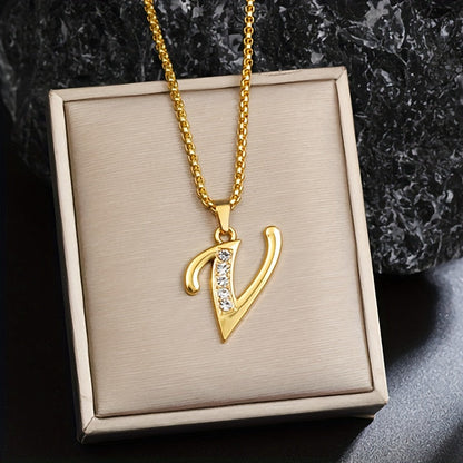 Crystal Accent Initial Necklace - Rose & Oliver