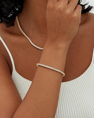 Lustra™ | Gold Moissanite Tennis Bracelet by Rose & Oliver - product image 1