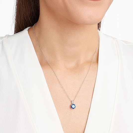 Round Cut Sapphire Necklace - Rose & Oliver