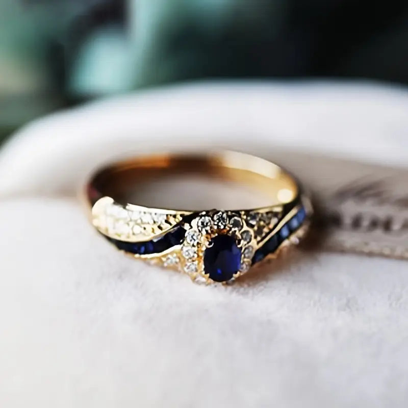 Gold Sapphire Band Ring - Rose & Oliver
