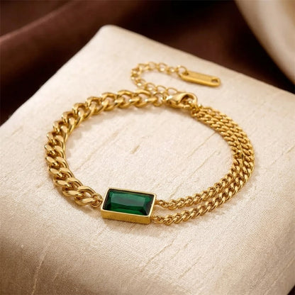 Gold Emerald Bar Chain Bracelet by Rose & Oliver - product image 1