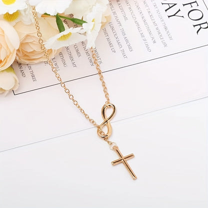 Eternal Cross Pendant Necklace (Gold) - Rose & Oliver
