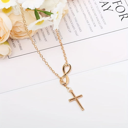 Eternal Cross Pendant Necklace (Gold) - Rose & Oliver