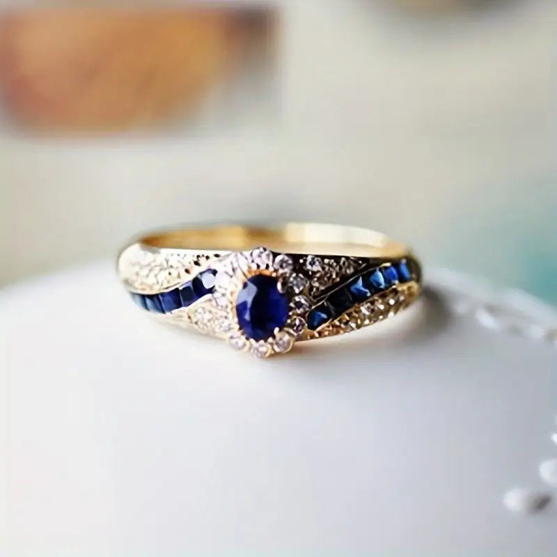 Gold Sapphire Band Ring - Rose & Oliver