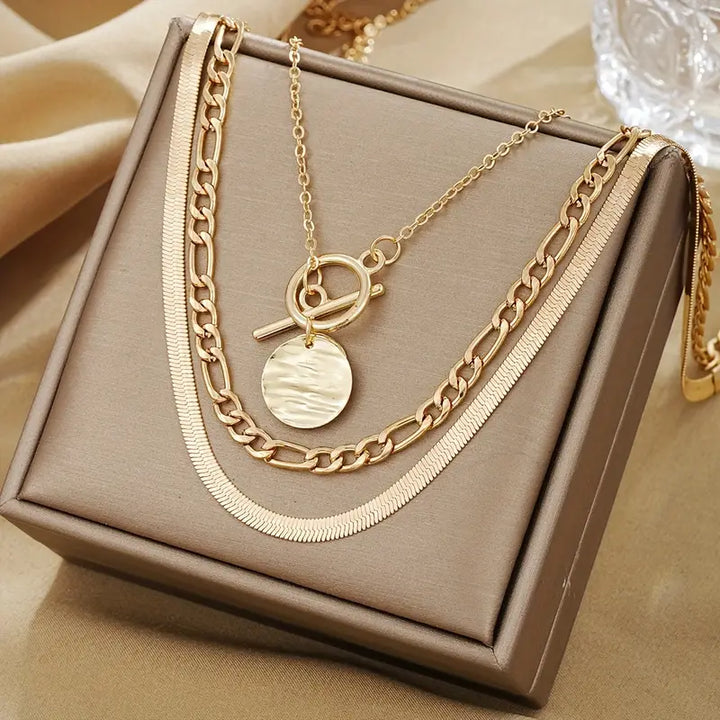 Savira Textured Coin Layered Necklace | Gold by Rose & Oliver - product image 1