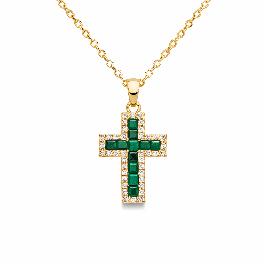 Alena Emerald Cross Pendant - Rose & Oliver