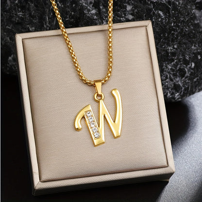 Crystal Accent Initial Necklace - Rose & Oliver