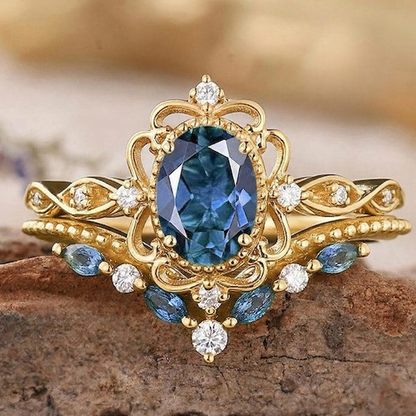Azelia Sapphire Crown Ring - Rose & Oliver