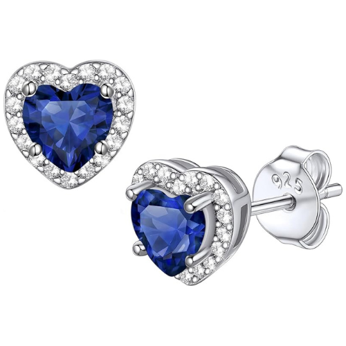 Sapphire Heart Stud Earrings - Rose & Oliver