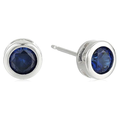 Sapphire Bezel Stud Earrings - Rose & Oliver