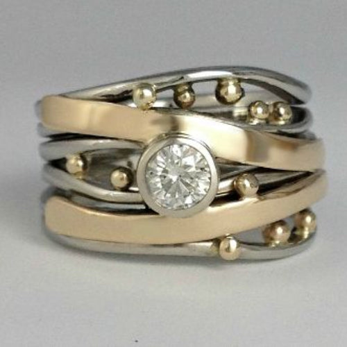 Silver and Gold Bezel Wrap Ring - Rose & Oliver