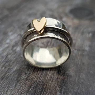 Mely - Golden Heart Silver Ring by Rose & Oliver - product image 1