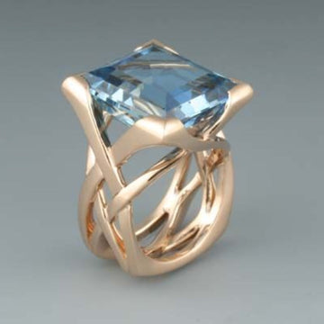 Vintage Rose Gold Blue Zirconia Ring by Rose & Oliver - product image 1