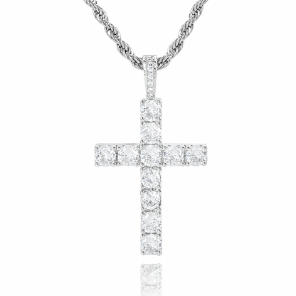 Moissanite Cross Necklace (White Gold) - Rose & Oliver
