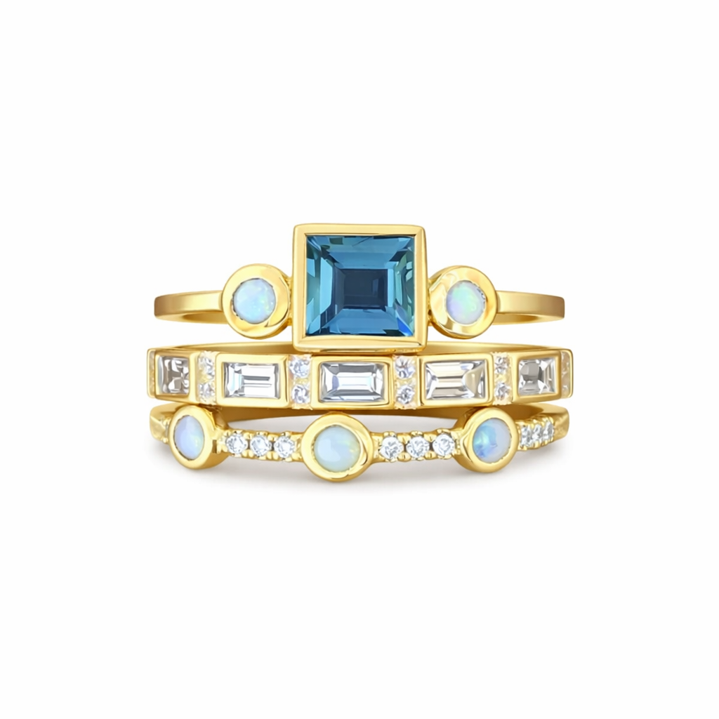 Ozean Vintage Blue Crystal Ring - Rose & Oliver