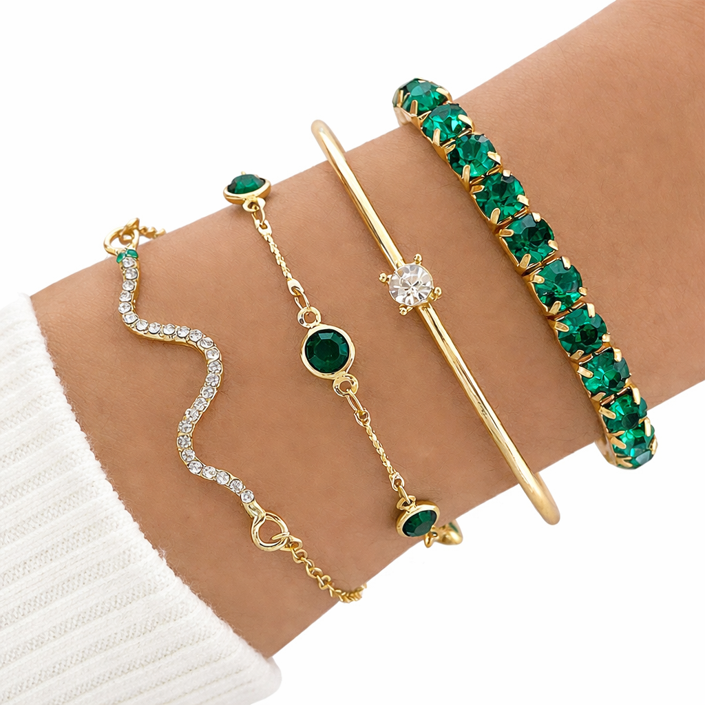 Johanna Emerald Bracelet Set - Rose & Oliver