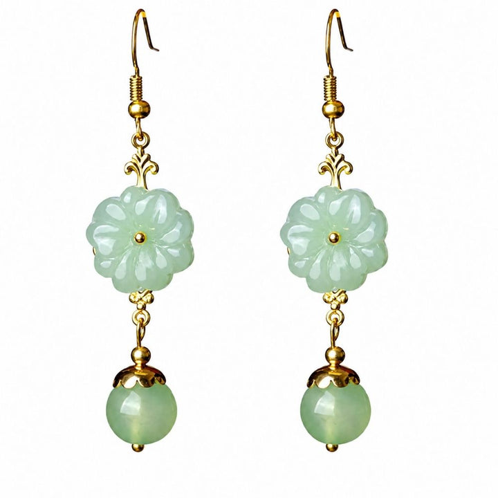 Boho Earrings with Turquoise Flower and Pearl