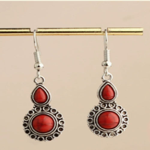 Vintage Red Oval Stone Earrings