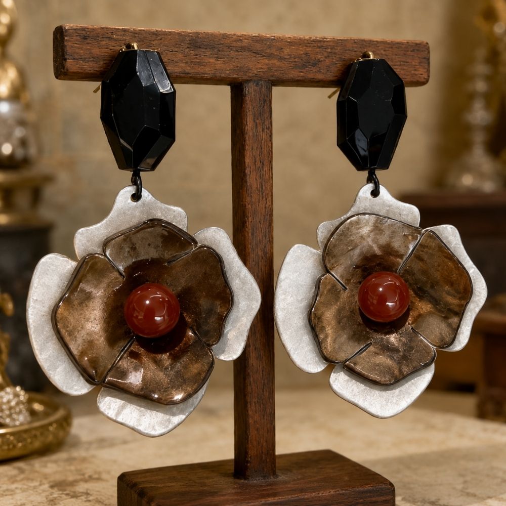 Vintage Rose Pearl Blossom Earrings