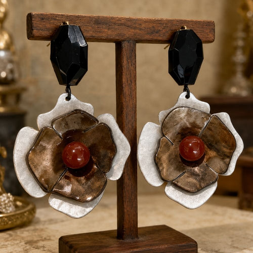 Vintage Rose Pearl Blossom Earrings