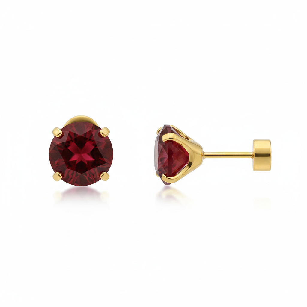 Ruby Round Stud Earrings - Rose & Oliver