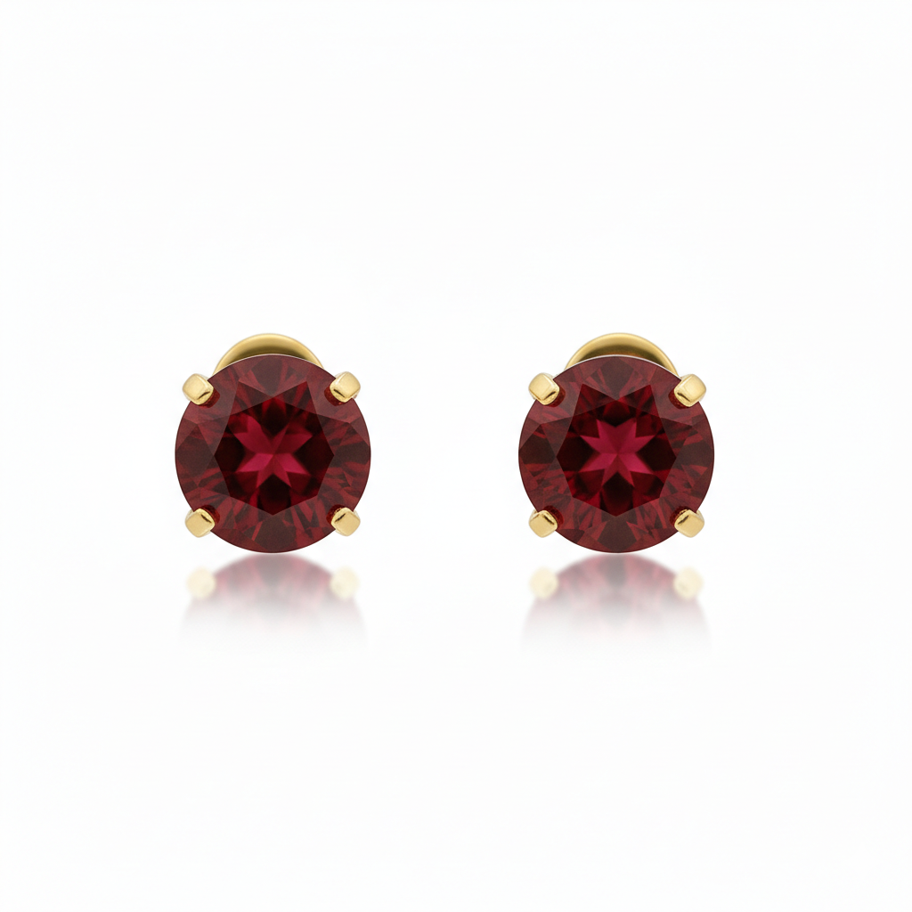 Ruby Round Stud Earrings - Rose & Oliver
