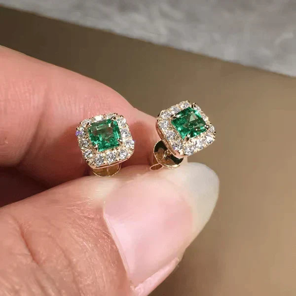 Luise Emerald Gold Earrings - Rose & Oliver