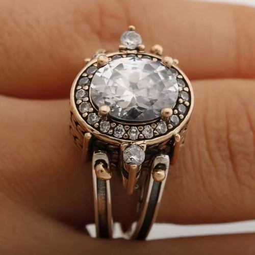 Vintage Inlaid Glass Gold Ring
