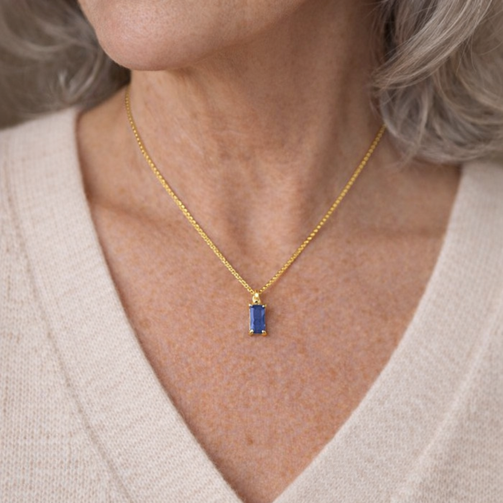 Minimalist Sapphire Pendant Necklace by Rose & Oliver - product image 2