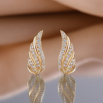 Modern Leaf Pavé Earrings - Rose & Oliver