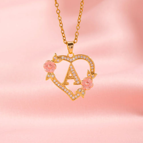 Floral Charm Initial Necklace - Rose & Oliver