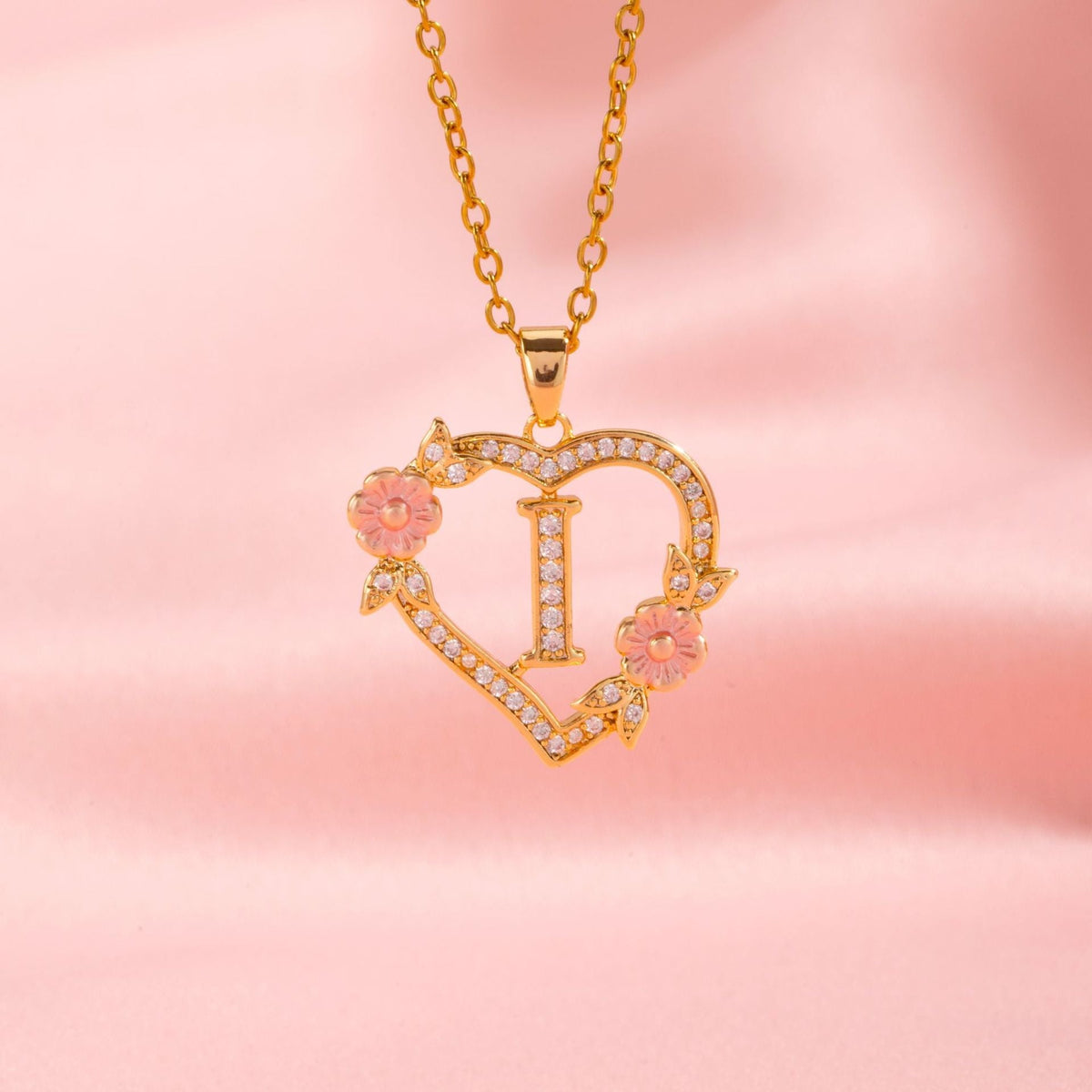 Floral Charm Initial Necklace - Rose & Oliver