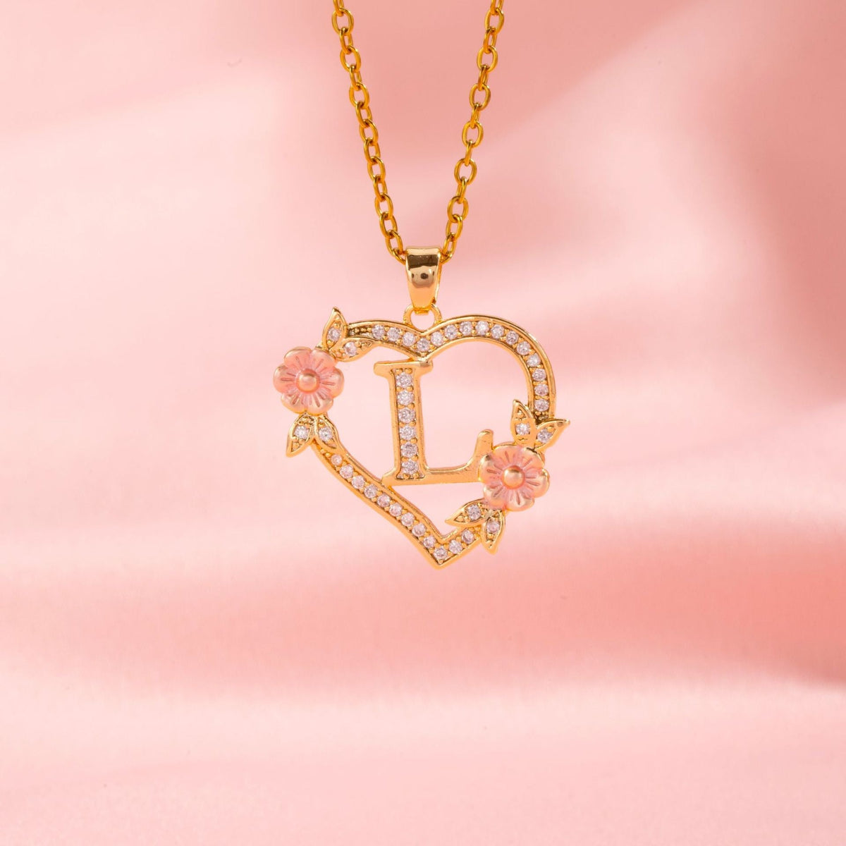 Floral Charm Initial Necklace - Rose & Oliver