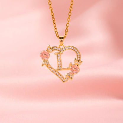 Floral Charm Initial Necklace - Rose & Oliver