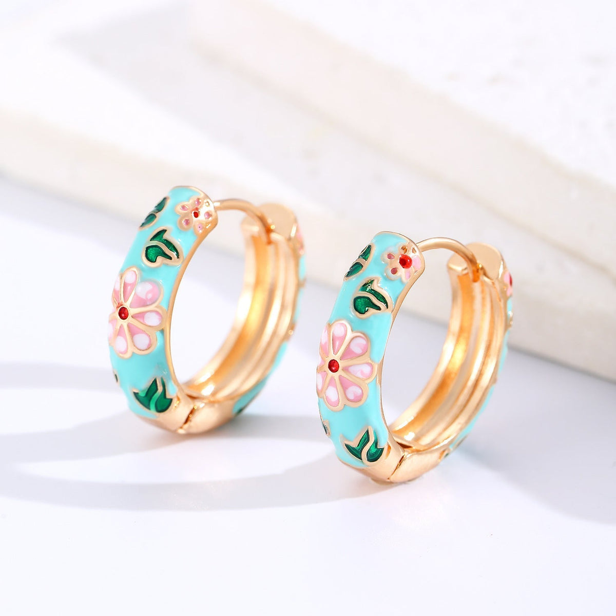 Colorful Floral Hoop Earrings - Rose & Oliver