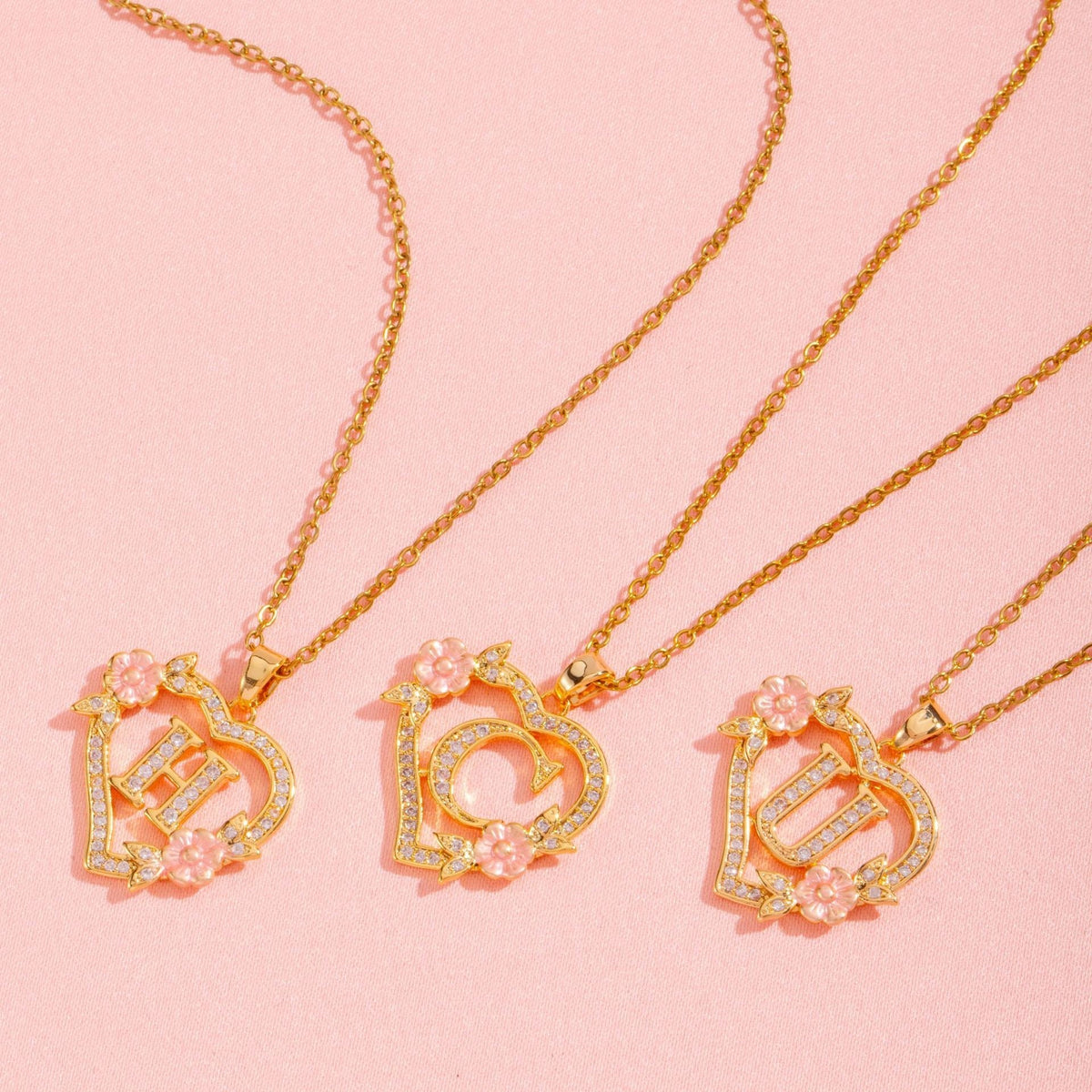 Floral Charm Initial Necklace - Rose & Oliver