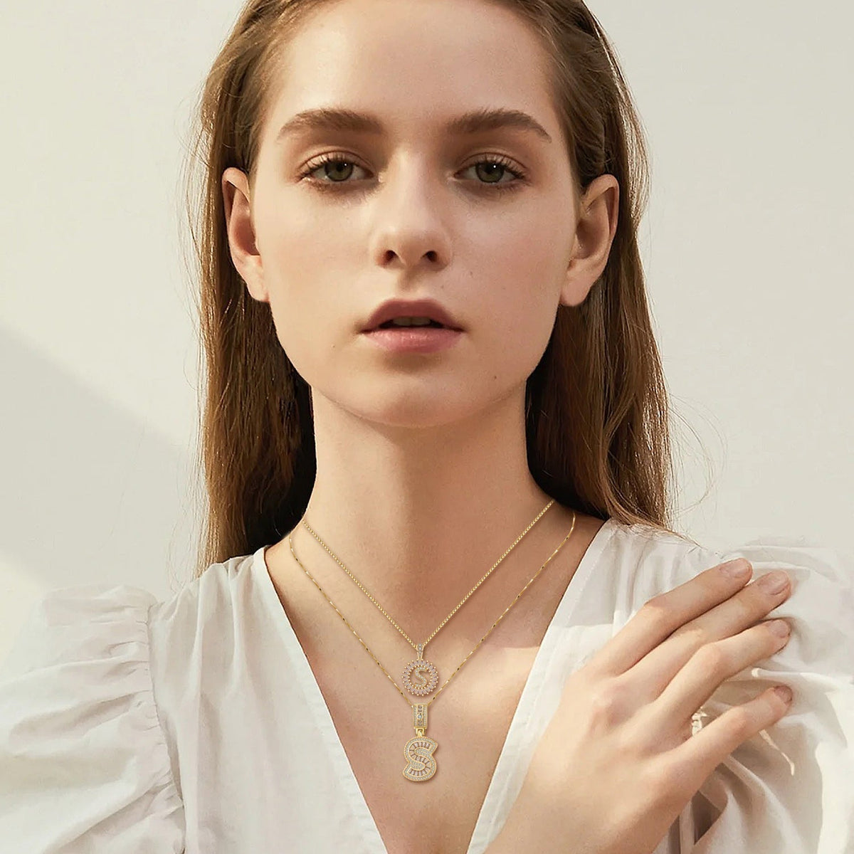 Moissanite Letter Initial Necklace (Gold) - Rose & Oliver