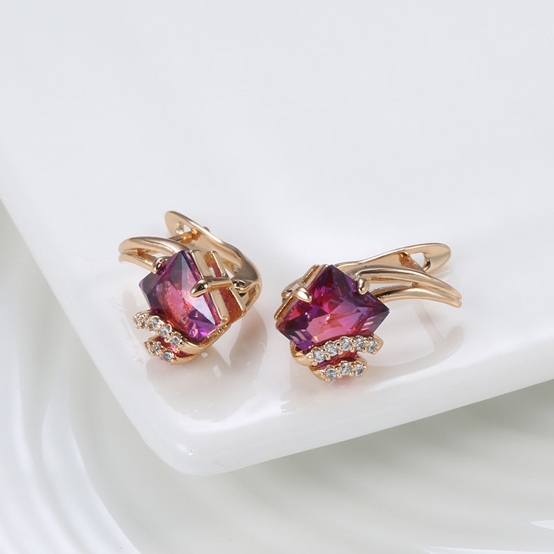 Crimson Square Crystal Earrings - Rose & Oliver