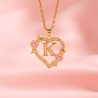 Floral Charm Initial Necklace - Rose & Oliver