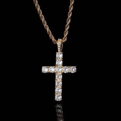 Moissanite Cross Necklace (White Gold) - Rose & Oliver