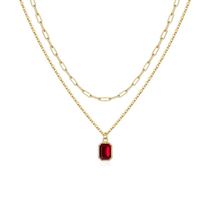 Paperclip Layered Ruby Necklace - Rose & Oliver