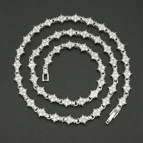 Classic Cluster Tennis Necklace (White Gold) - Rose & Oliver