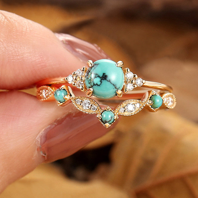 Aureva Turquoise Crown Ring Set - Rose & Oliver