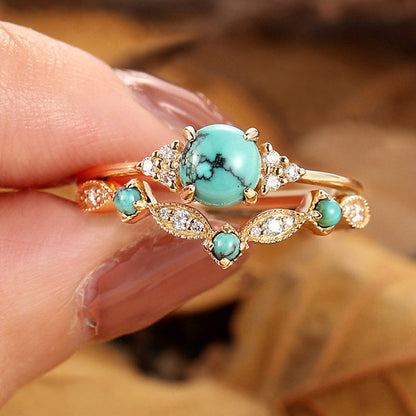 Aureva Turquoise Crown Ring Set - Rose & Oliver