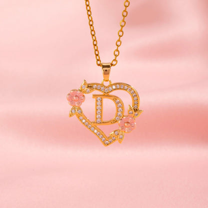 Floral Charm Initial Necklace - Rose & Oliver