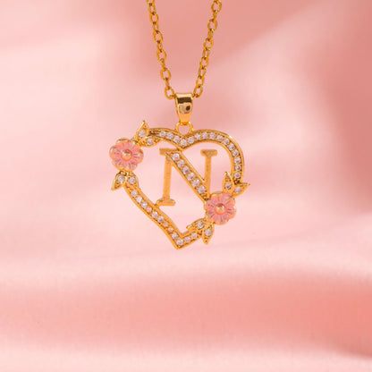 Floral Charm Initial Necklace - Rose & Oliver