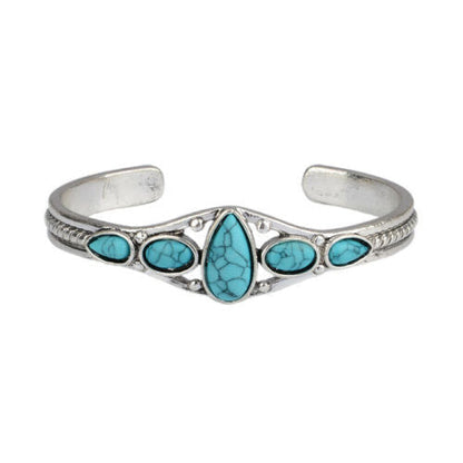 Turquoise Teardrop Open Bracelet - Rose & Oliver