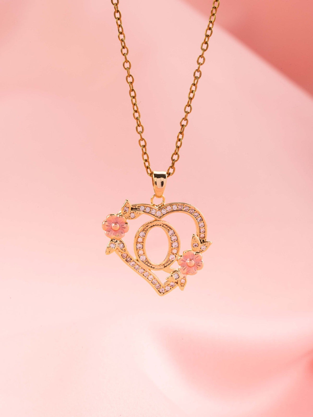 Floral Charm Initial Necklace - Rose & Oliver